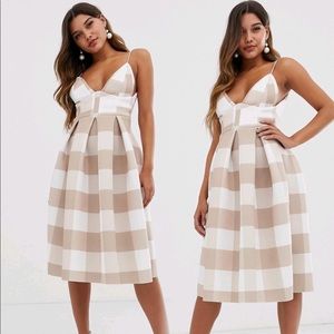 ASOS Design Check Corset details prom midi Dress | dress size is Us 8.